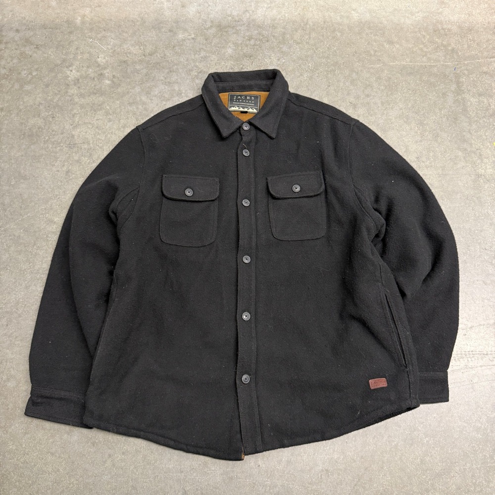 Jachs NY Mens XL Black Fleece Shirt Jacket Premium Outdoor Purveyors Shacket